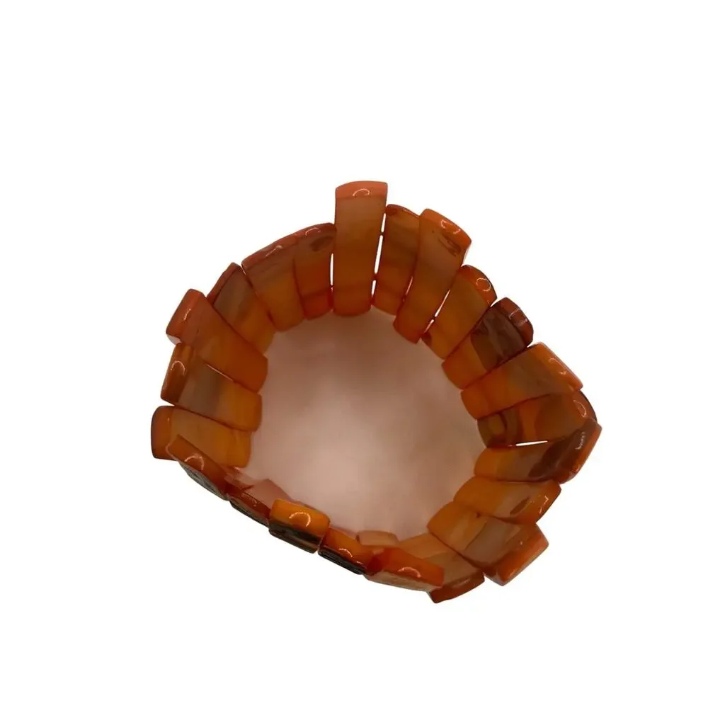 Orange Marbled Stretch Bracelet